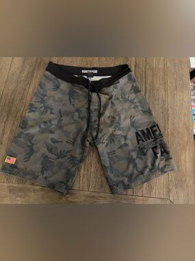 American Patch Grey Camo Men’s Swim Shorts